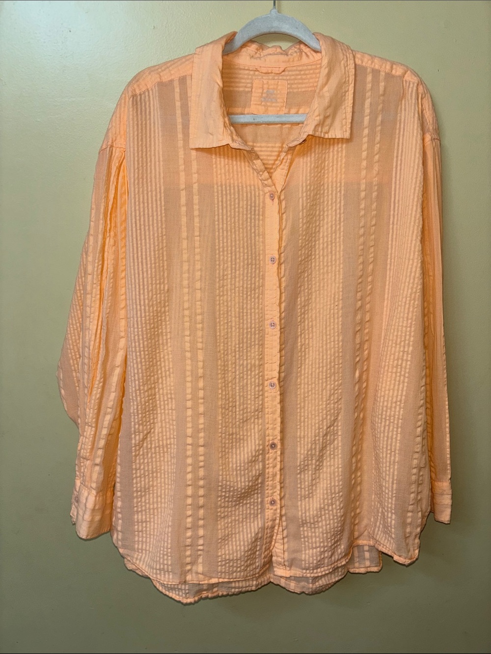 aerie Peach Beach Button-Down Textured Women's Shirt